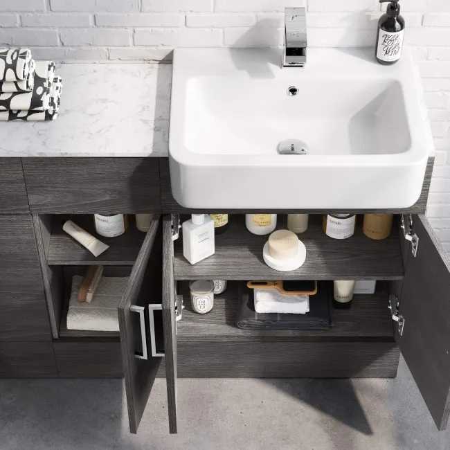 Harper Charcoal Elm Combination Vanity Basin with Marble Top & Denver Toilet 1500mm