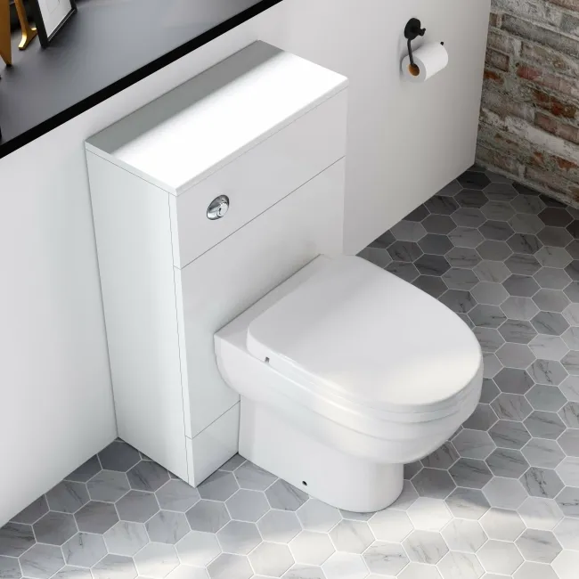 Harper Gloss White Back To Wall Unit 500mm and Seattle Toilet
