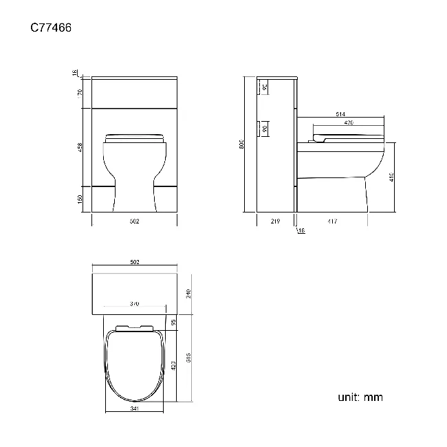Harper Gloss White Back To Wall Unit 500mm and Seattle Toilet