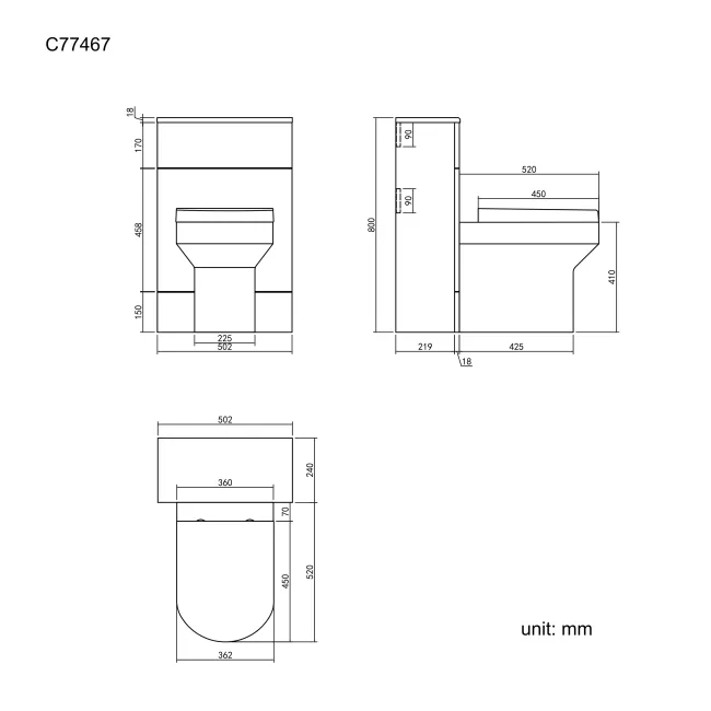 Harper Gloss White Back To Wall Unit 500mm and Denver Toilet