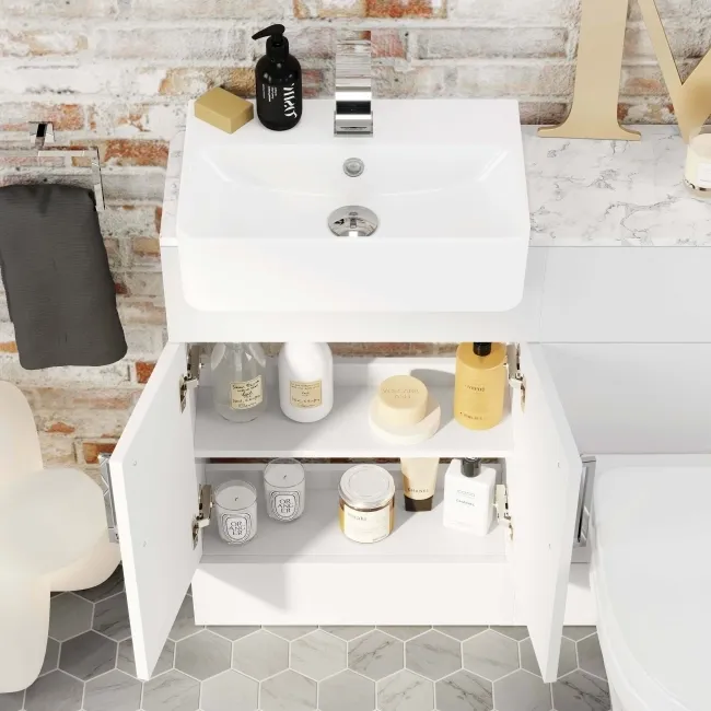 Harper Gloss White Combination Vanity Basin with Marble Top & Seattle Toilet 1000mm