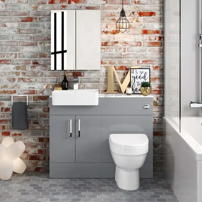 Harper Stone Grey Combination Vanity Basin with Marble Top & Seattle Toilet 1000mm