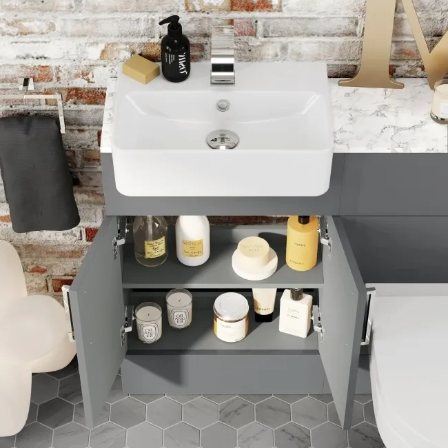 Harper Stone Grey Combination Vanity Basin with Marble Top & Denver Toilet 1000mm