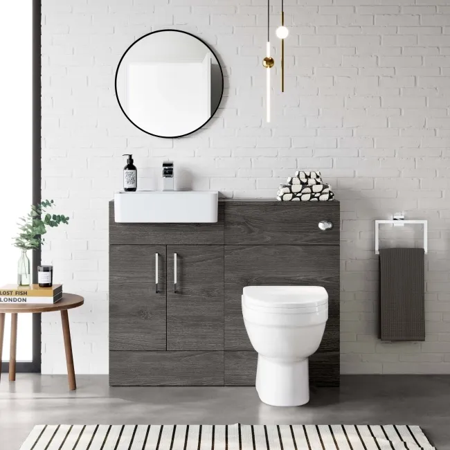 Harper Charcoal Elm Combination Vanity Basin & Seattle Toilet 1000mm