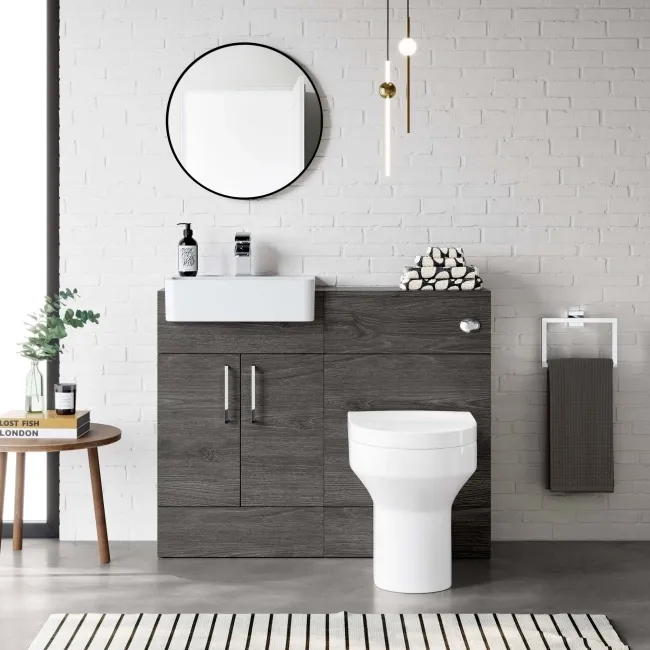 Harper Charcoal Elm Combination Vanity Basin & Denver Toilet 1000mm