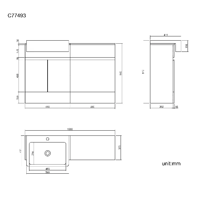 Foster Gloss White Basin Vanity and Back To Wall Toilet Unit 1200mm