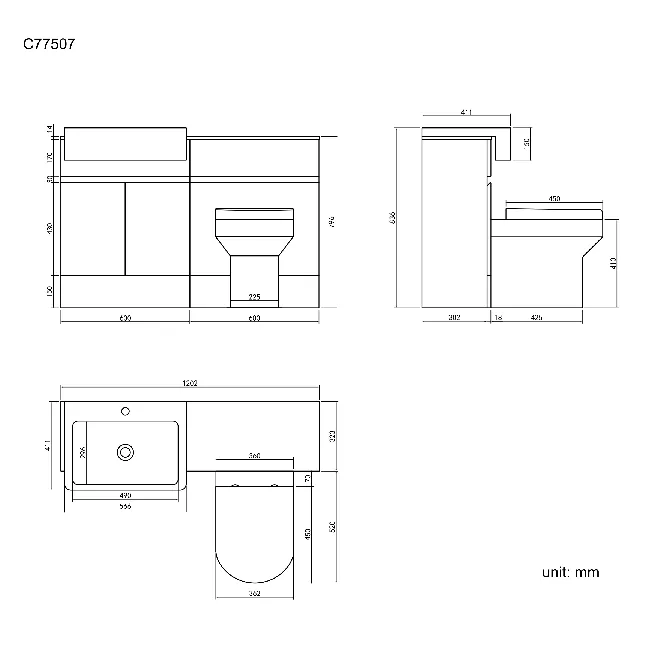 Foster Gloss White Combination Vanity Basin with Marble Top & Denver Toilet 1200mm