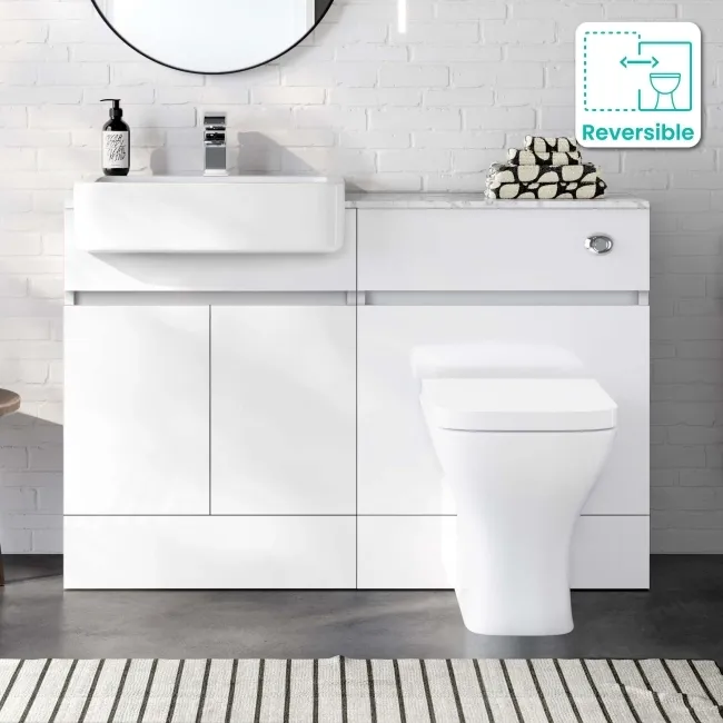 Foster Gloss White Combination Vanity Basin with Marble Top & Atlanta Toilet 1200mm