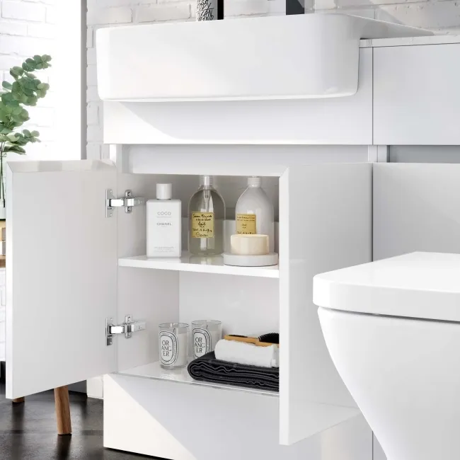 Foster Gloss White Combination Vanity Basin with Marble Top & Atlanta Toilet 1200mm