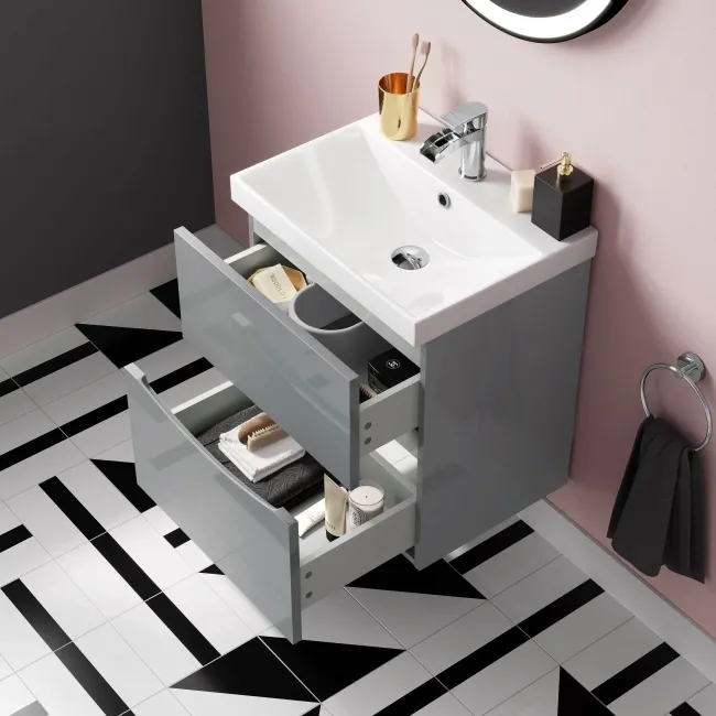 Austin Stone Grey Basin Drawer Vanity 500mm and Atlanta Back To Wall Toilet Set