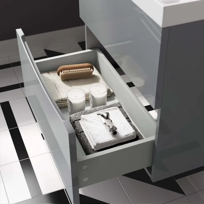 Austin Stone Grey Basin Drawer Vanity 600mm and Atlanta Back To Wall Toilet Set