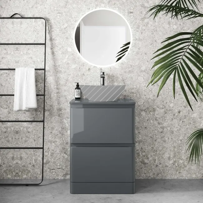 Corsica Storm Grey Drawer 600mm - Excludes Counter Top Basin
