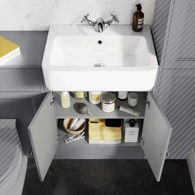 Monaco Dove Grey Basin Vanity and Back To Wall Toilet Unit 1200mm (Excludes Pan & Cistern)