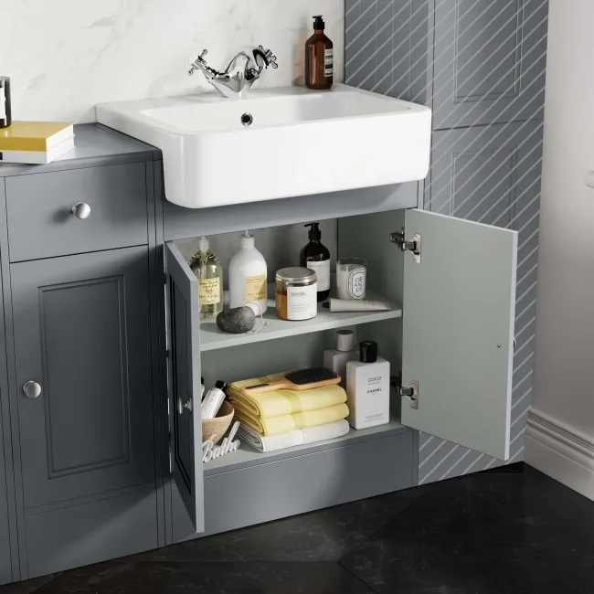 Monaco Dove Grey Combination Vanity Basin 1500mm (Excludes Pan & Cistern)