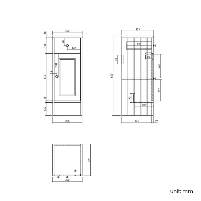 Monaco Dove Grey Combination Vanity Traditional Basin 1500mm (Excludes Pan & Cistern)