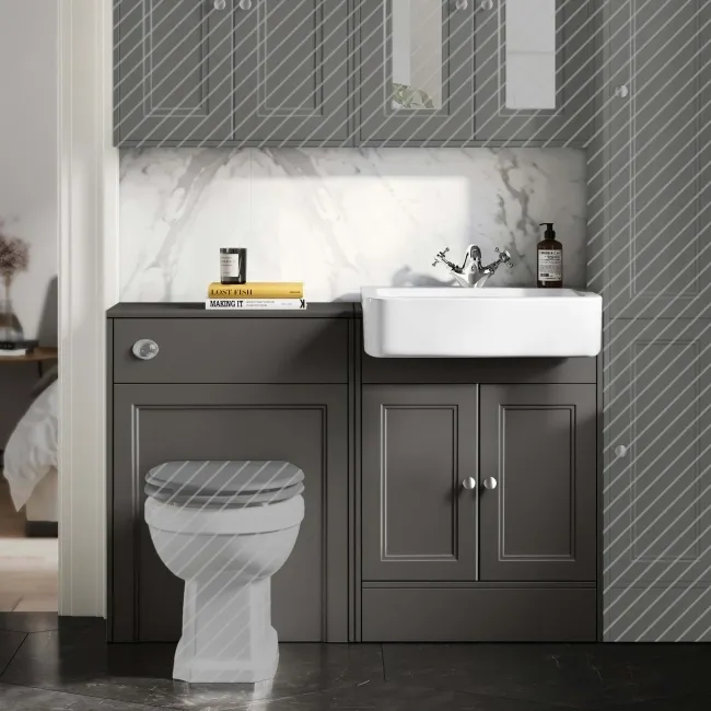 Monaco Graphite Grey Basin Vanity and Back To Wall Unit 1200mm (Excludes Pan & Cistern)