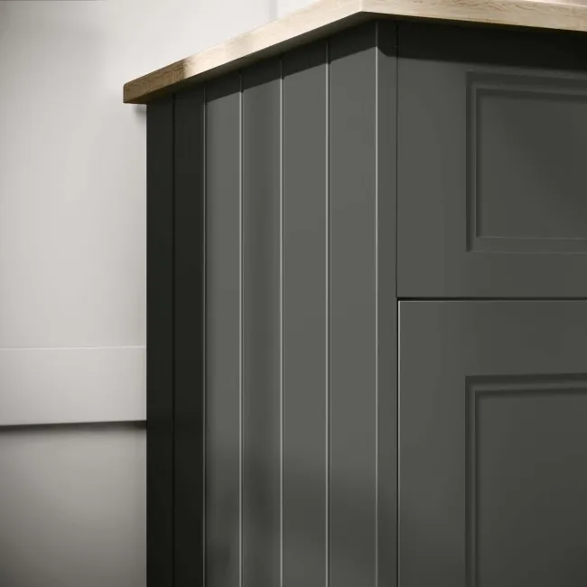 Lucia Graphite Grey Vanity with Oak Effect Top & Round Counter Top Basin 640mm
