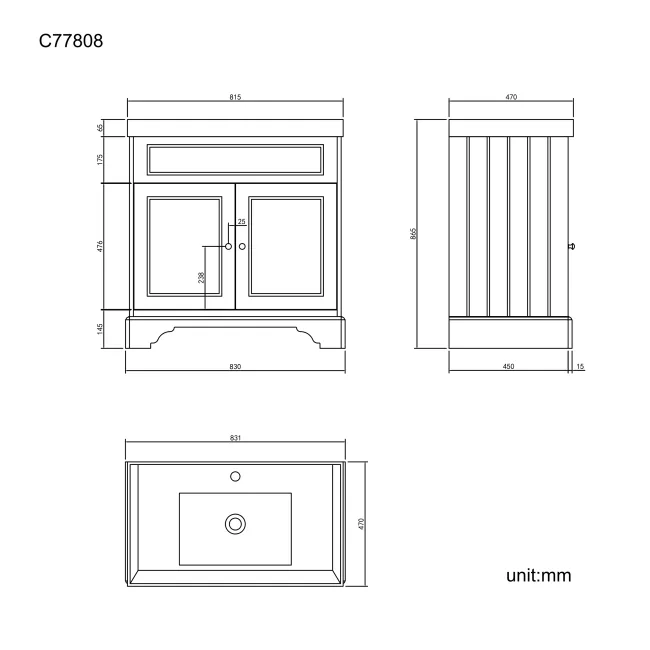 Lucia Inky Blue Basin Vanity 830mm