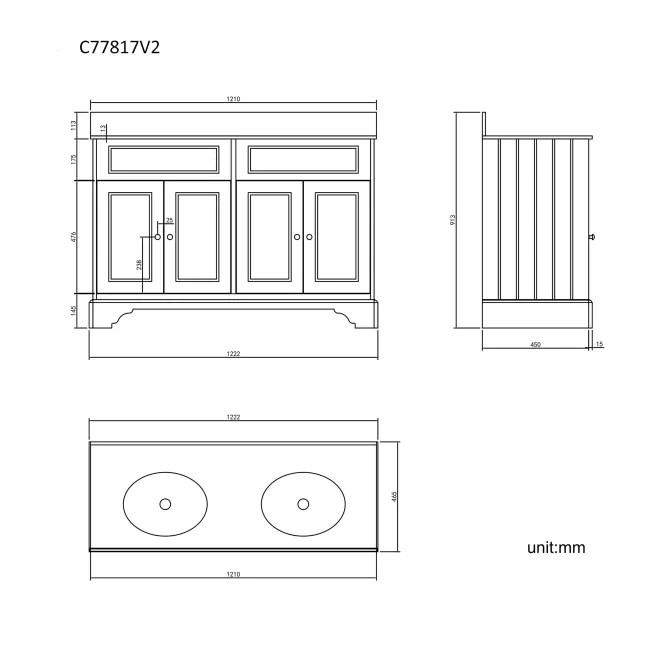 Lucia Inky Blue Double Vanity with Marble Top & Undermount Basins 1200mm