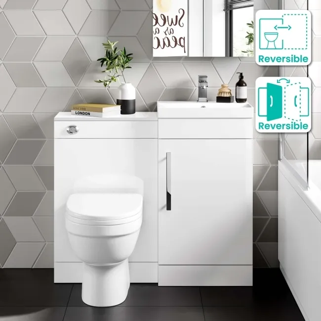 Avon Gloss White Combination Vanity Basin and Seattle Toilet 950mm