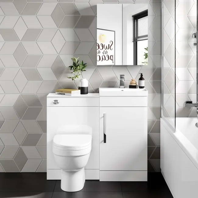 Avon Gloss White Combination Vanity Basin and Seattle Toilet 950mm