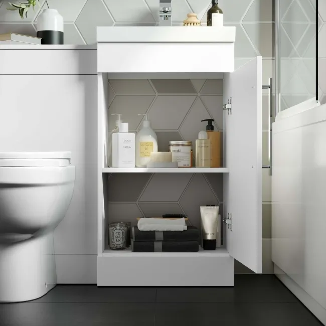 Avon Gloss White Combination Vanity Basin and Seattle Toilet 950mm