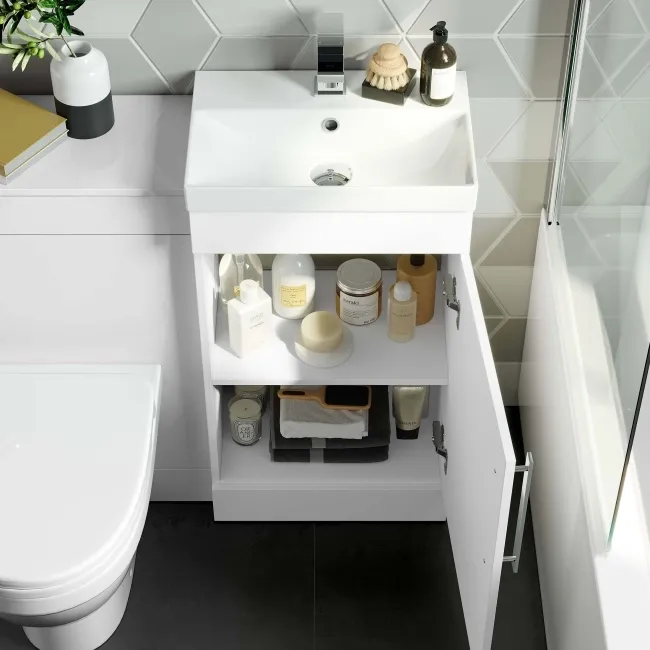 Avon Gloss White Combination Vanity Basin and Seattle Toilet 950mm