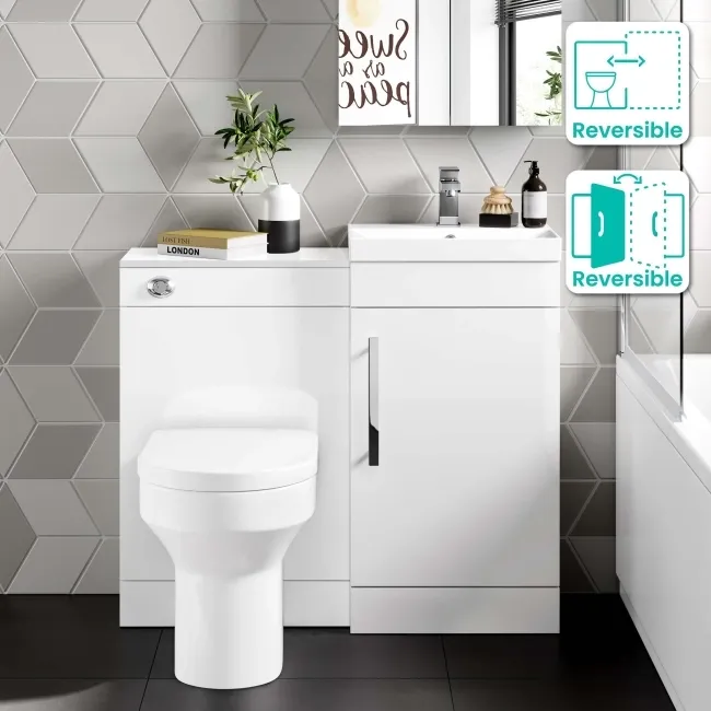Avon Gloss White Combination Vanity Basin and Denver Toilet 950mm