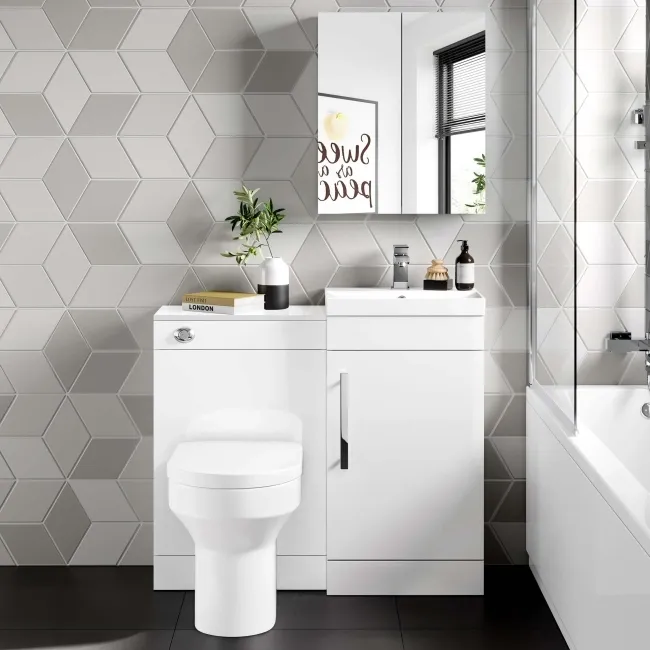 Avon Gloss White Combination Vanity Basin and Denver Toilet 950mm