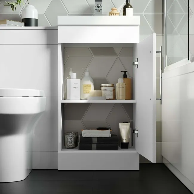 Avon Gloss White Combination Vanity Basin and Denver Toilet 950mm