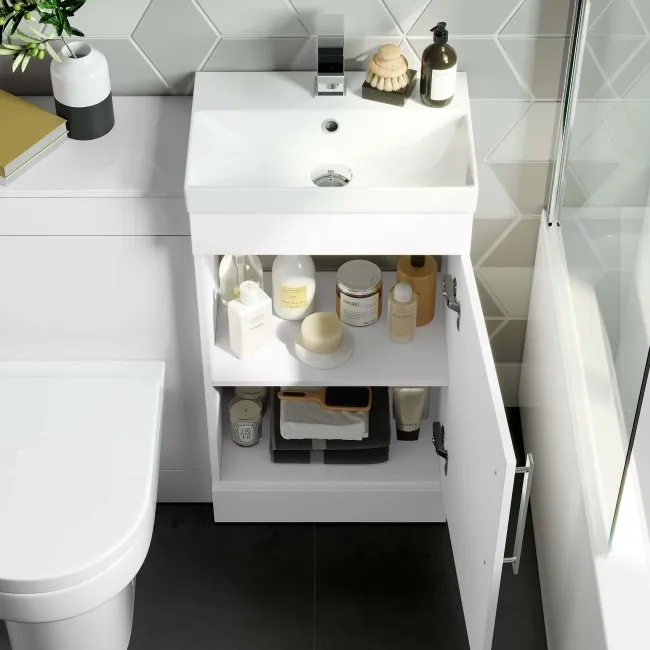 Avon Gloss White Combination Vanity Basin and Denver Toilet 950mm