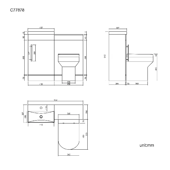 Avon Gloss White Combination Vanity Basin and Denver Toilet 950mm