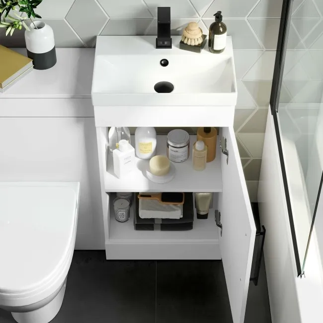 Avon Gloss White Combination Vanity Basin and Seattle Toilet 950mm - Black Accents