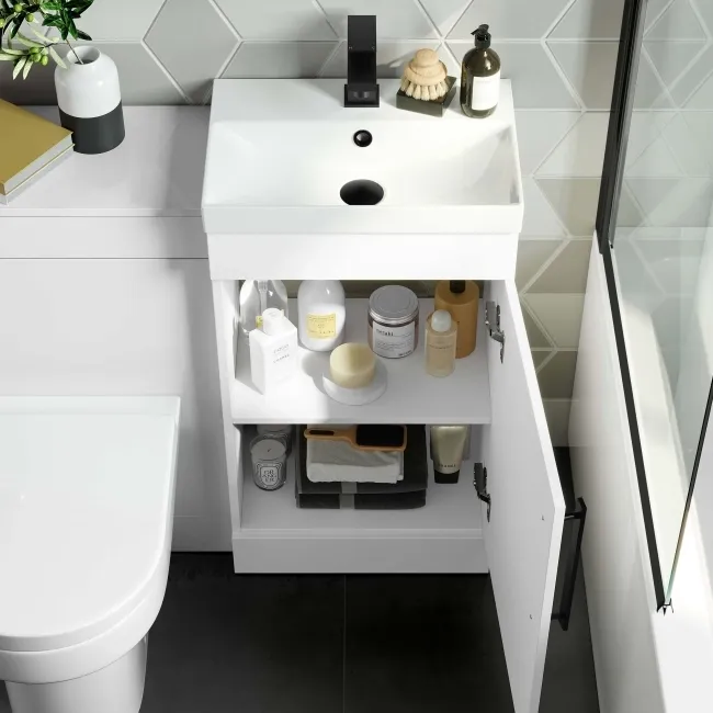 Avon Gloss White Combination Vanity Basin and Denver Toilet 950mm - Black Accents
