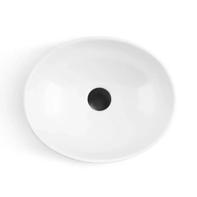 Avon Stone Grey Vanity Drawer with Oval Counter Top Basin 600mm - Black Accents