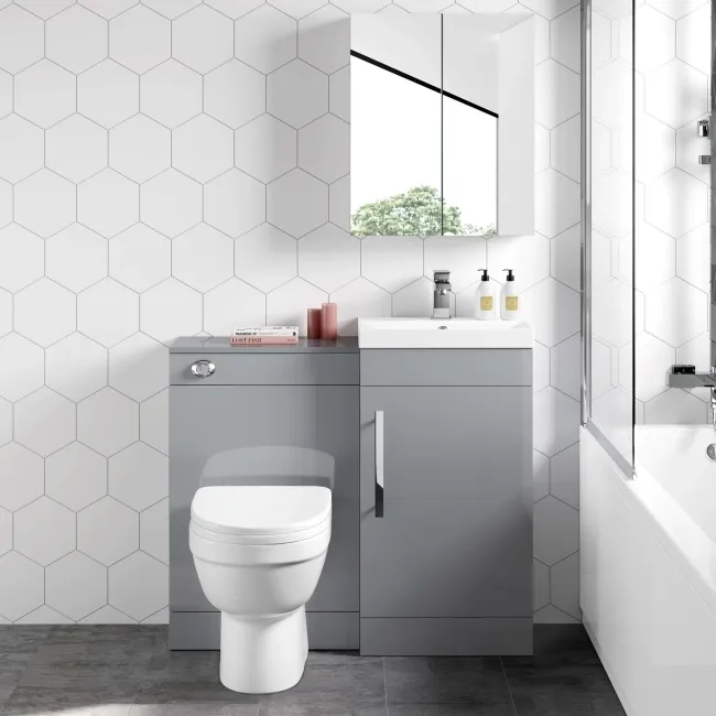 Avon Stone Grey Combination Vanity Basin and Seattle Toilet 950mm