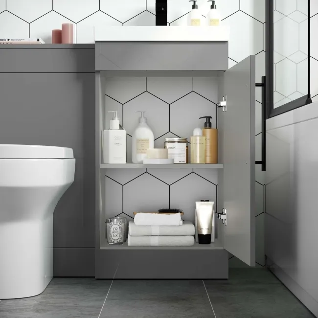 Avon Stone Grey Combination Vanity Basin and Denver Toilet 950mm - Black Accents