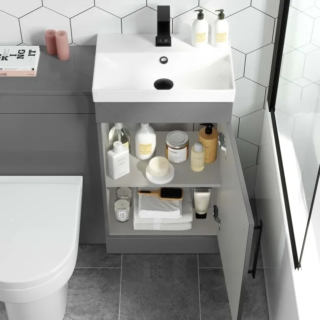 Avon Stone Grey Combination Vanity Basin and Denver Toilet 950mm - Black Accents