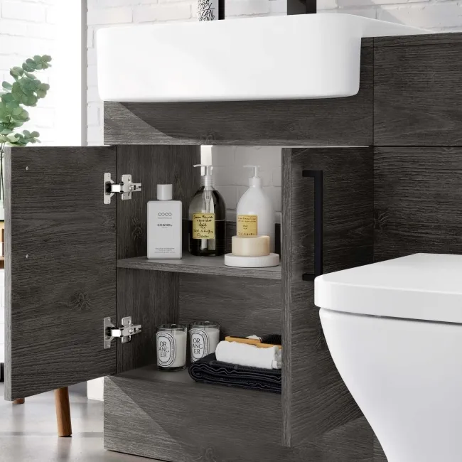 Harper Charcoal Elm Combination Vanity Basin and Atlanta Toilet 1200mm - Black Accents
