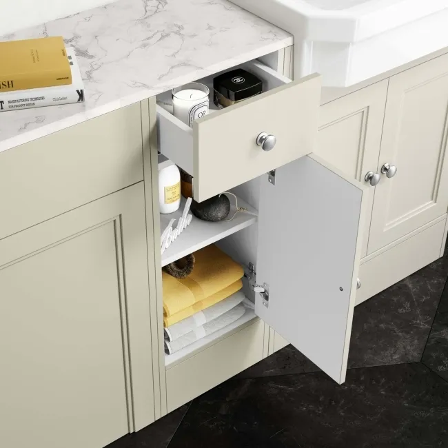 Monaco Chalk White Combination Vanity Traditional Basin with Marble Top 1500mm (Excludes Pan & Cistern)