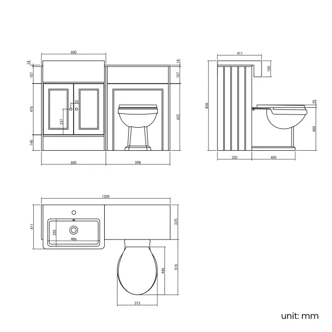Monaco Dove Grey Combination Vanity Basin with Marble Top & Hudson Toilet with Wooden Seat 1200mm