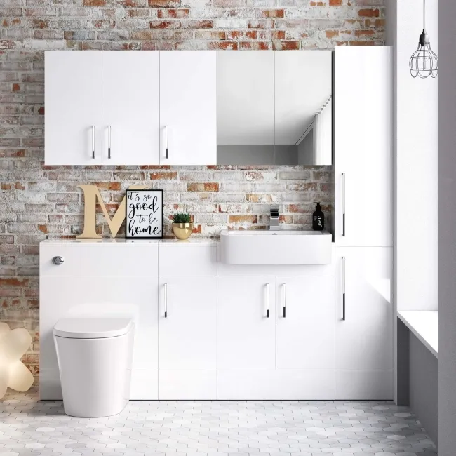 Harper Gloss White Combination Vanity Basin and Boston Toilet 1500mm