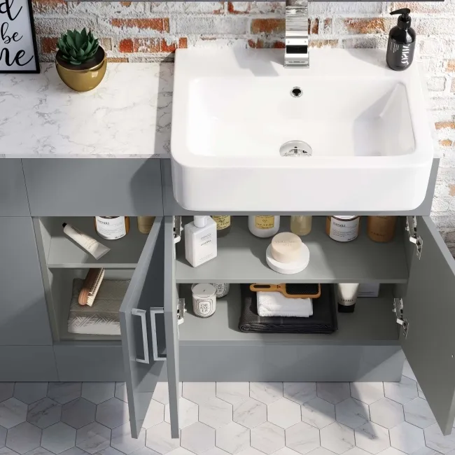 Harper Stone Grey Combination Vanity Basin with Marble Top & Boston Toilet 1500mm