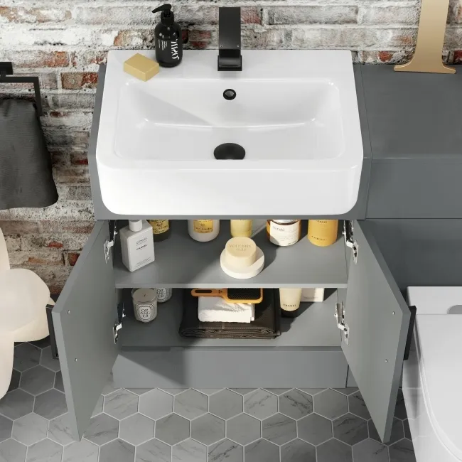 Harper Stone Grey Combination Vanity Basin and Boston Toilet 1200mm - Black Accents