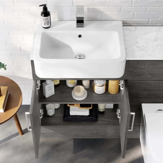 Harper Charcoal Elm Combination Vanity Basin with Marble Top & Boston Toilet 1200mm