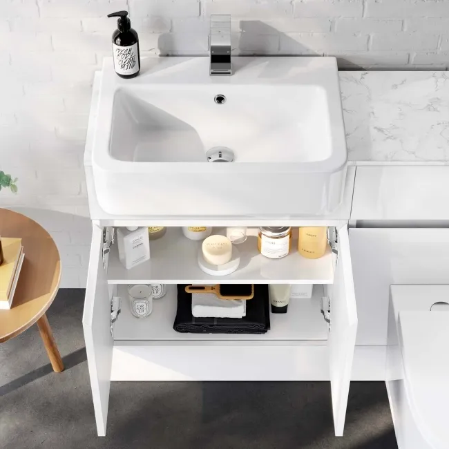 Foster Gloss White Combination Vanity Basin with Marble Top & Boston Toilet 1200mm