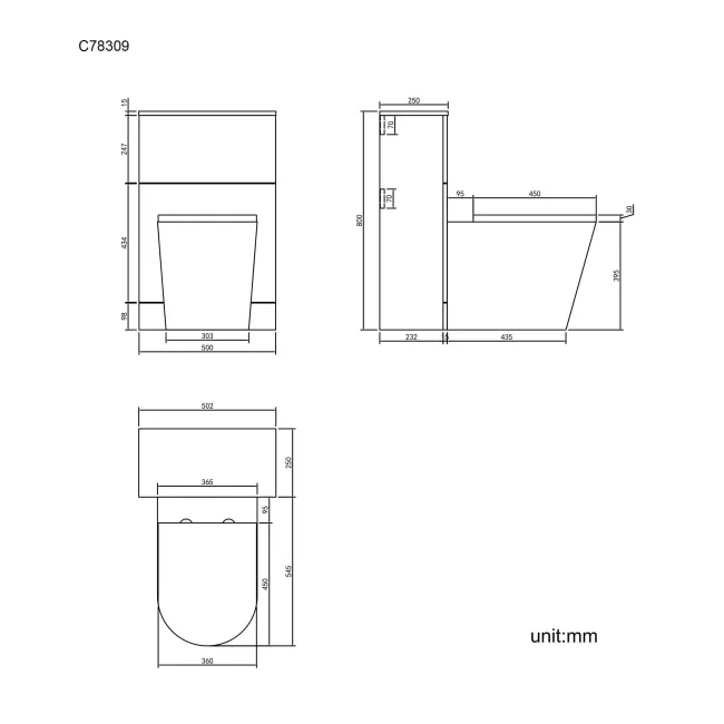 Elba Graphite Grey Slimline Back To Wall Unit and Boston Toilet - Black Accents