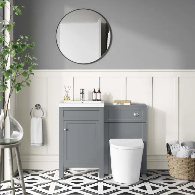 Bermuda Traditional Dove Grey Slimline Back To Wall Unit and Boston Toilet