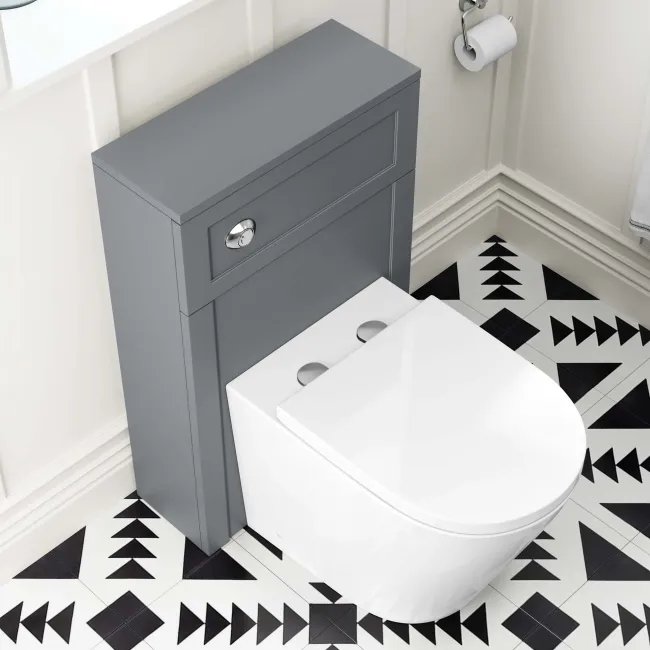Bermuda Traditional Dove Grey Slimline Back To Wall Unit and Boston Toilet