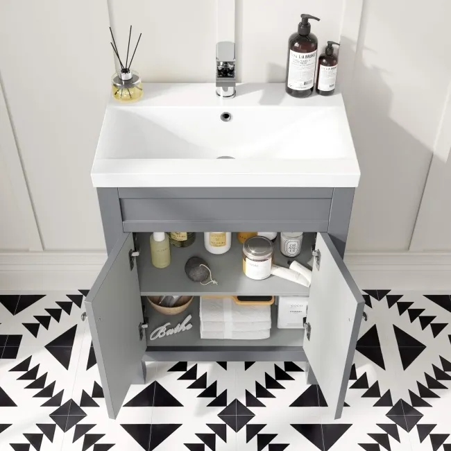 Bermuda Dove Grey Combination Vanity Basin and Boston Toilet 1100mm